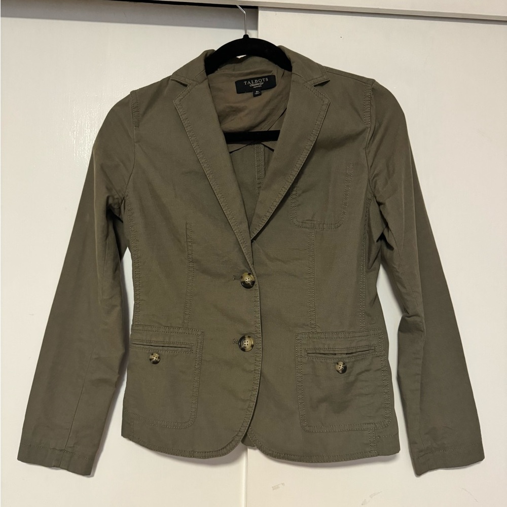 Talbots Petite Olive Green Blazer Jacket
